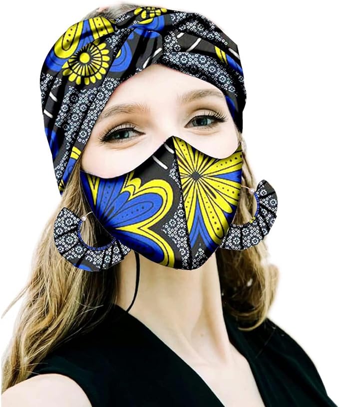 Ankara Print Cotton Traditional Headtie Turban Match Mask HD116