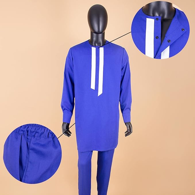 Men African Suits Shirts and Pants Set Tribal Outfits Tracksuit