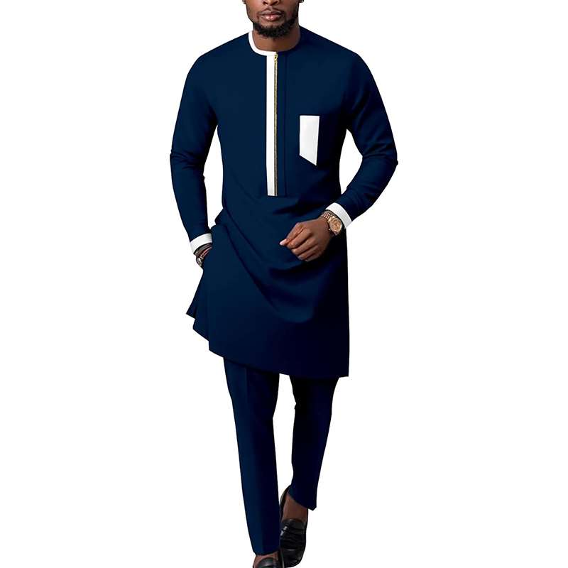 African Clothes for Men Zip Shirts and Ankara Pants Tribal Outfits