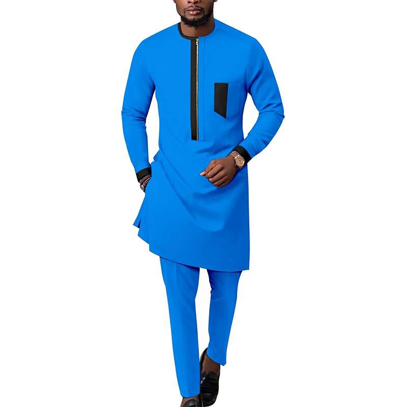 African Clothes for Men Zip Shirts and Ankara Pants Tribal Outfits