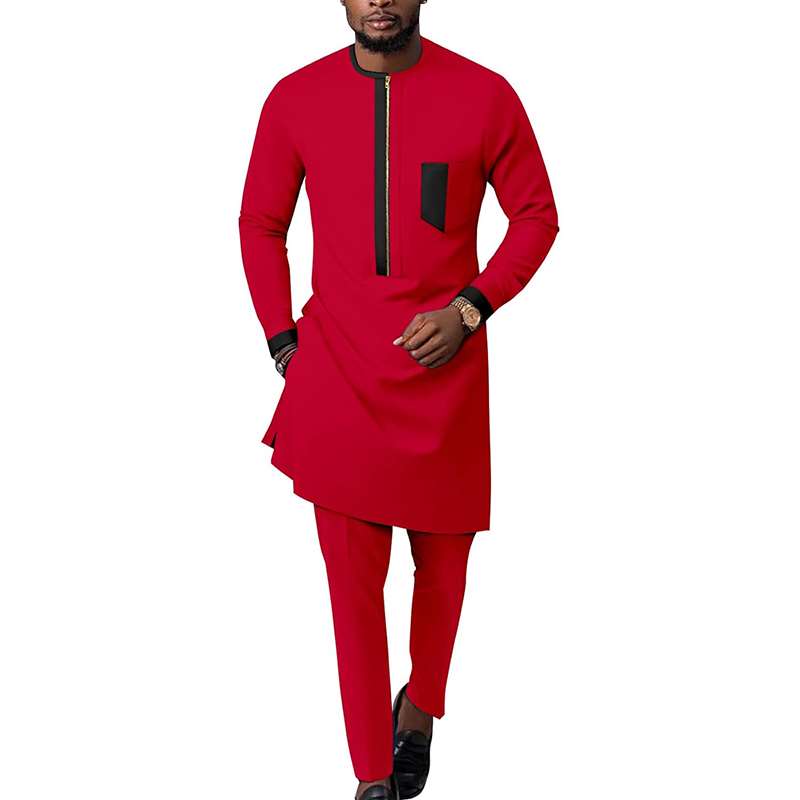 African Clothes for Men Zip Shirts and Ankara Pants Tribal Outfits