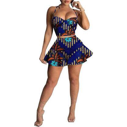 African Clothes Crop Tops and Mini Skirts Print Outfits