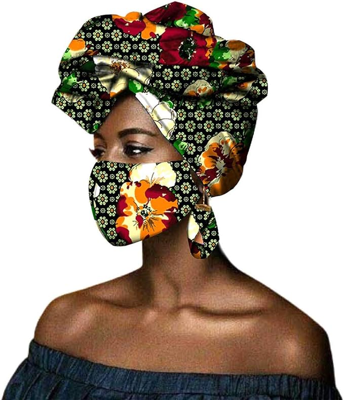 African Head scarf Print Ankara Bandana Match Earrings