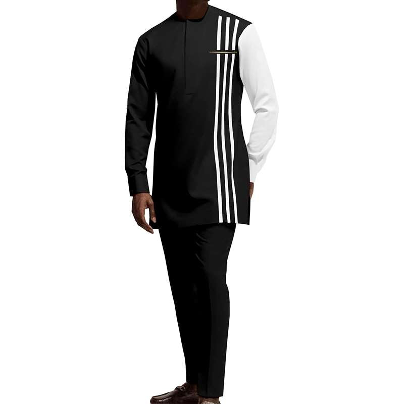 Men Traditional African Clothes Set Shirts Ankara Pants Tracksuit