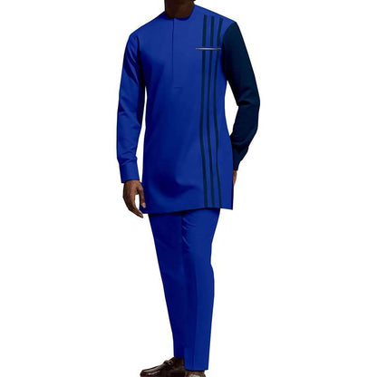 Men Traditional African Clothes Set Shirts Ankara Pants Tracksuit