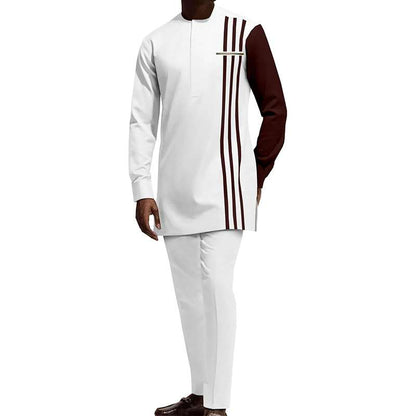 Men Traditional African Clothes Set Shirts Ankara Pants Tracksuit