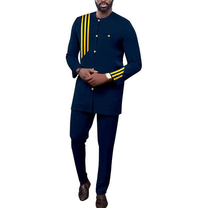 Men African Suits Single Breasted Jacket and Pants sets