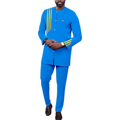 Men African Suits Single Breasted Jacket and Pants sets