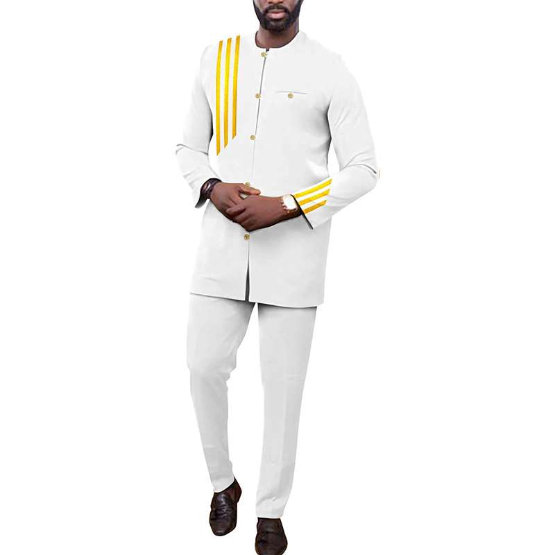 Men African Suits Single Breasted Jacket and Pants sets