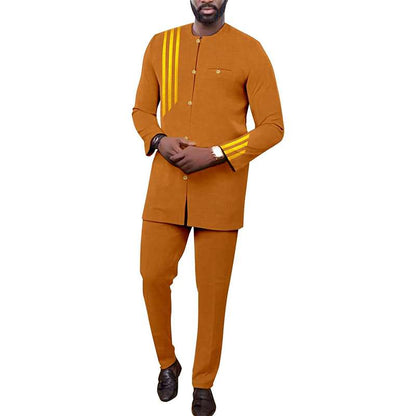 Men African Suits Single Breasted Jacket and Pants sets