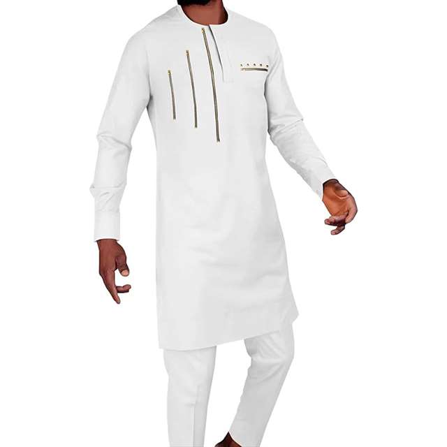 African Clothes for Men Zip Jacket and Pants Outfits