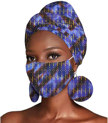 Headscarf Print Ankara Bandana Match Earrings