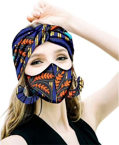 Ankara Print Cotton Traditional Headtie Turban Match Mask HD116