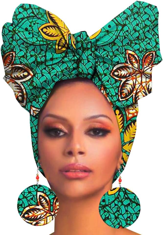 African Bonnet Ankara Wax Fabric Print Head Turban Mask HD125