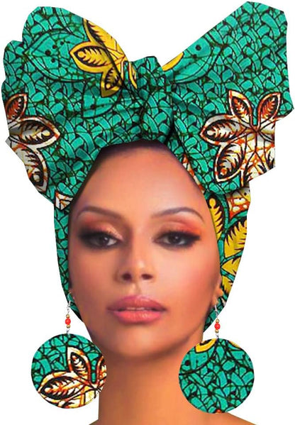 African Bonnet Ankara Wax Fabric Print Head Turban Mask HD125