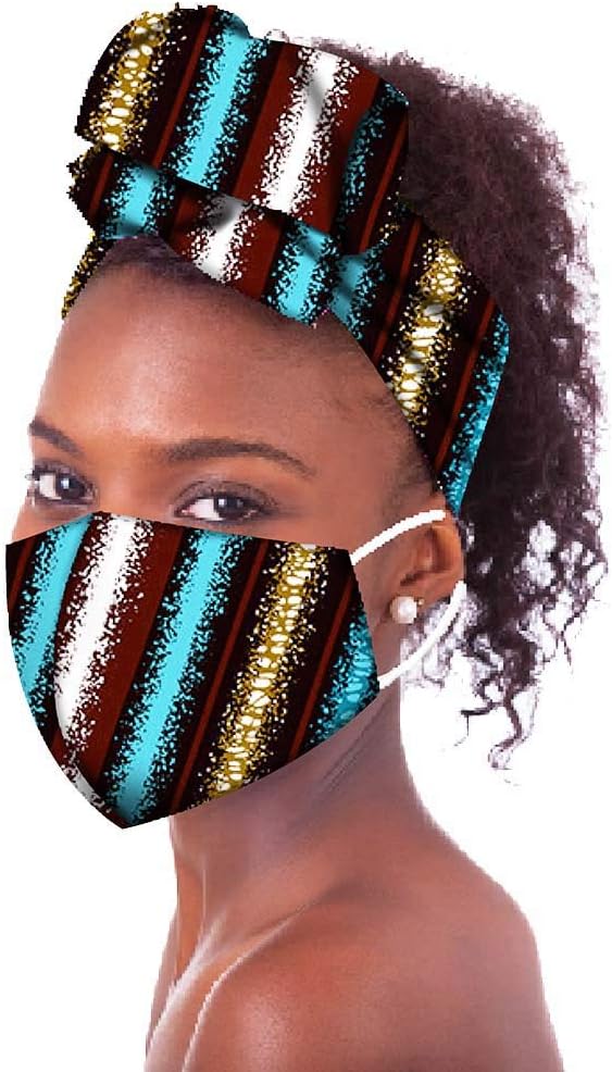 African Head scarf Ankara Print Cotton Headband Reversible Mask