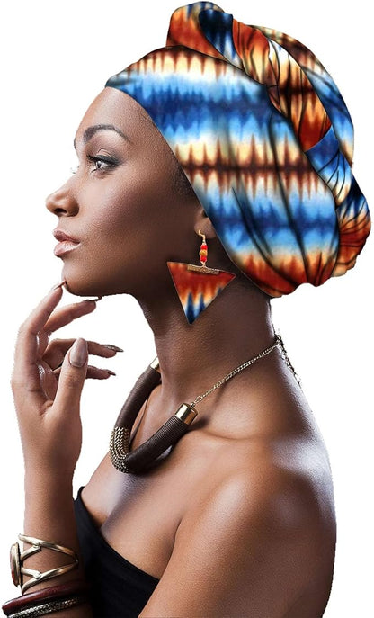 Women African Head scarf Nigerian Headtie with Earring HD128