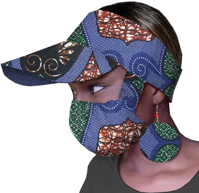 African Accessories Hat Brand Print Ankara Match Print Mask