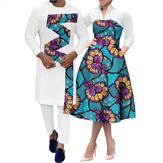 Couples African Clothes Women Dresses with Men suits CC006-1