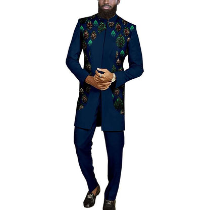 Men's African Clothes Jacket Outfit Attire Print Blazer and Pants