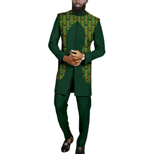 Men's African Clothes Jacket Outfit Attire Print Blazer and Pants