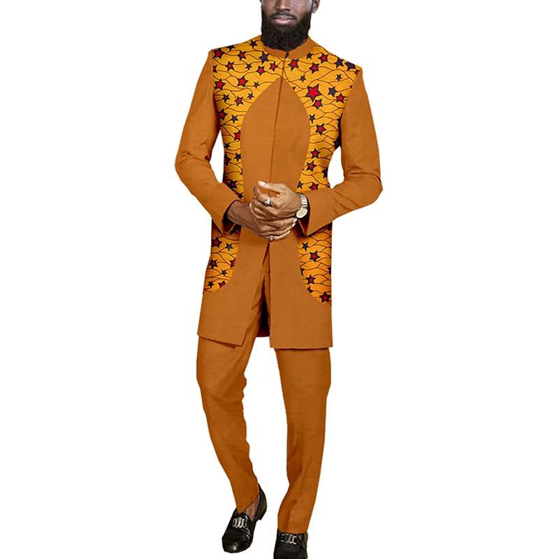 Men's African Clothes Jacket Outfit Attire Print Blazer and Pants