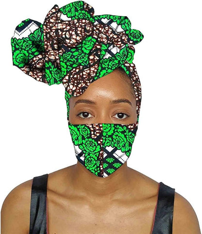 Ankara Bandana Head Wrap Mask Handmade Print Wax Cotton