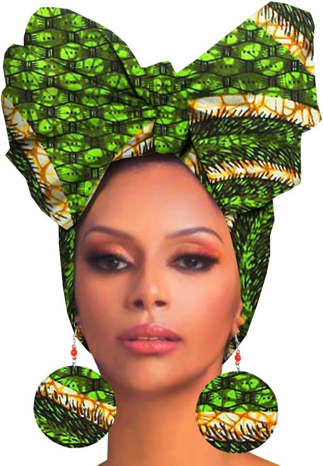 African Bonnet Ankara Wax Fabric Print Head Turban Mask HD125