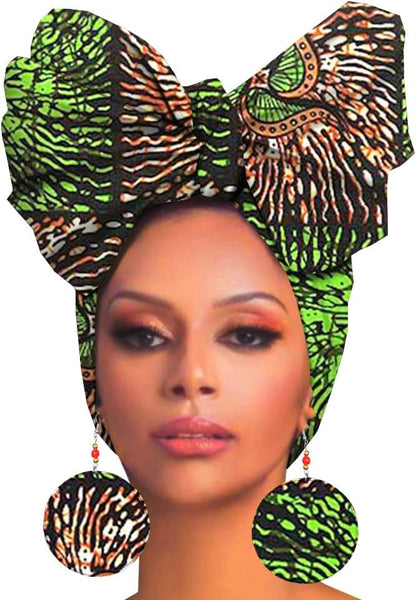 African Bonnet Ankara Wax Fabric Print Head Turban Mask HD125