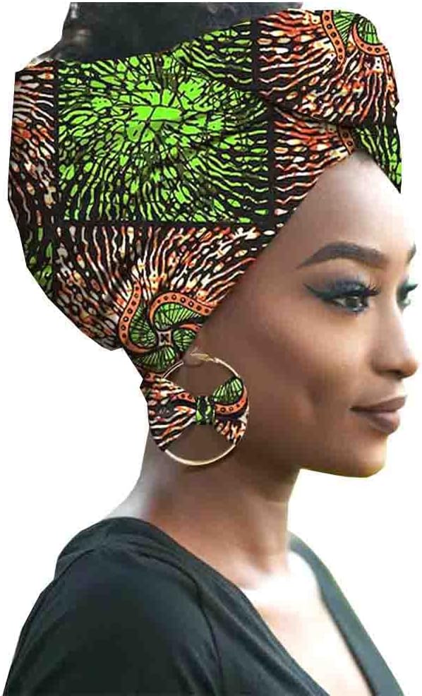 Fashion African Head wraps Earrings 2 Piece Sets for Women