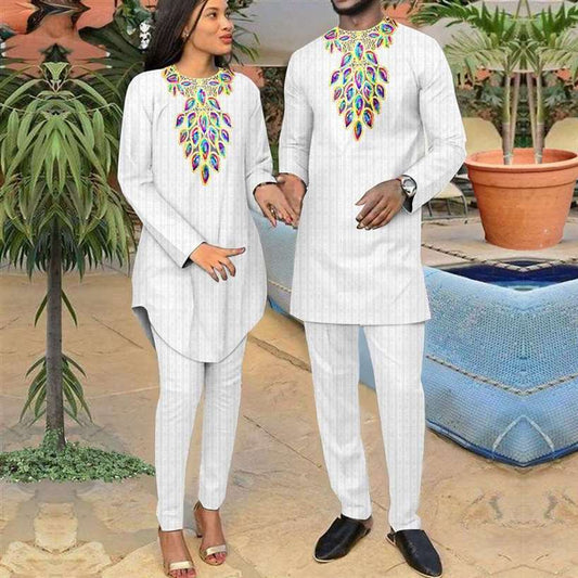 Couples African for Men Jacquard Sets Women Outfit CC010-2