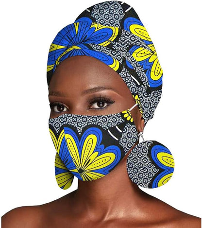 Headscarf Print Ankara Bandana Match Earrings