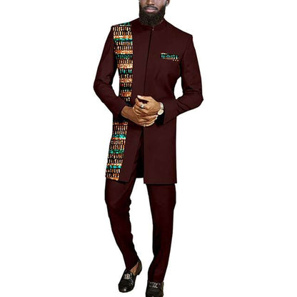 African Clothes Print Blazer and Pants Set Formal Outfits