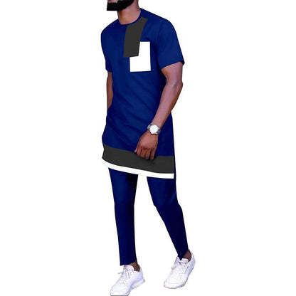 African Clothes Short Sleeve Tops and Pants Men's Tracksuit