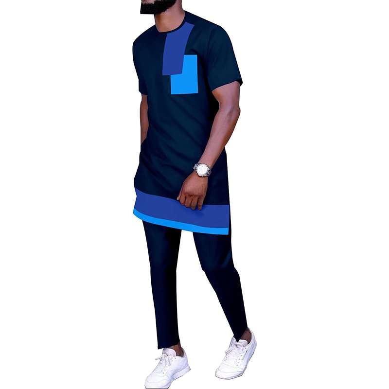 African Clothes Short Sleeve Tops and Pants Men's Tracksuit