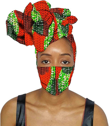 Ankara Bandana Head Wrap Mask Handmade Print Wax Cotton