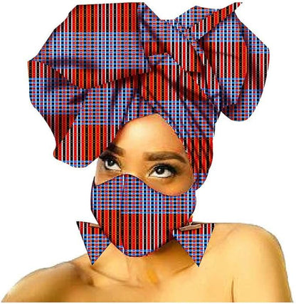 African Ankara Print Cotton Traditional Head tie Turban Mask