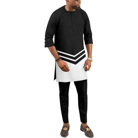 Men Tracksuit African Suits Half Sleeve Shirts and Pants Outfits