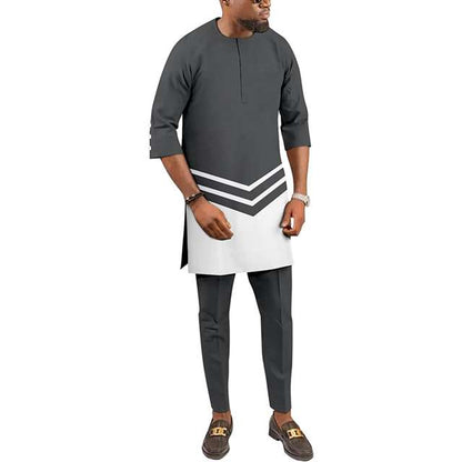 Men Tracksuit African Suits Half Sleeve Shirts and Pants Outfits