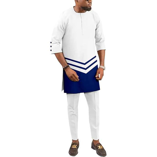 Men Tracksuit African Suits Half Sleeve Shirts and Pants Outfits