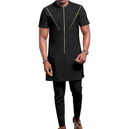 Men African Clothes Tops and Pants Set Casual Shirts Tracksuit