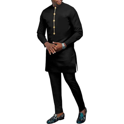 African Clothes Shirts and Trouser Set Long Sleeve Attire