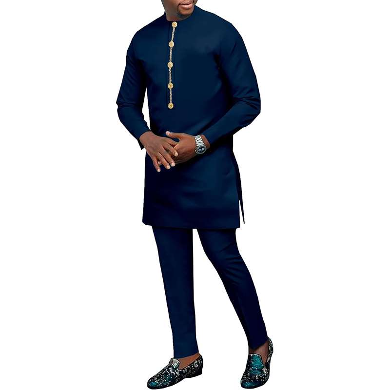 African Clothes Shirts and Trouser Set Long Sleeve Attire