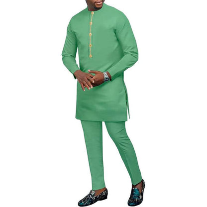 African Clothes Shirts and Trouser Set Long Sleeve Attire