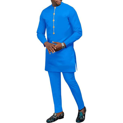 African Clothes Shirts and Trouser Set Long Sleeve Attire