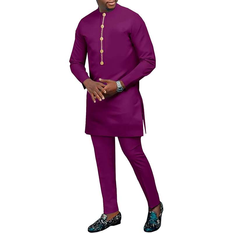 African Clothes Shirts and Trouser Set Long Sleeve Attire