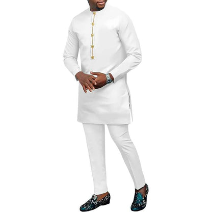 African Clothes Shirts and Trouser Set Long Sleeve Attire