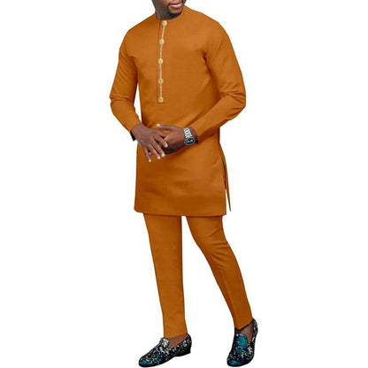 African Clothes Shirts and Trouser Set Long Sleeve Attire