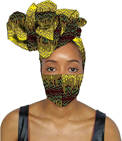 Ankara Bandana Head Wrap Mask Handmade Print Wax Cotton