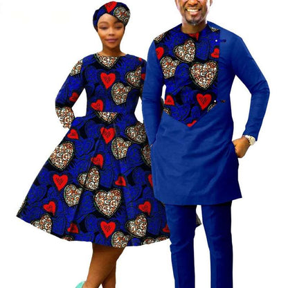 Couple Clothes African Print Dresses Match Outfits Men Sets